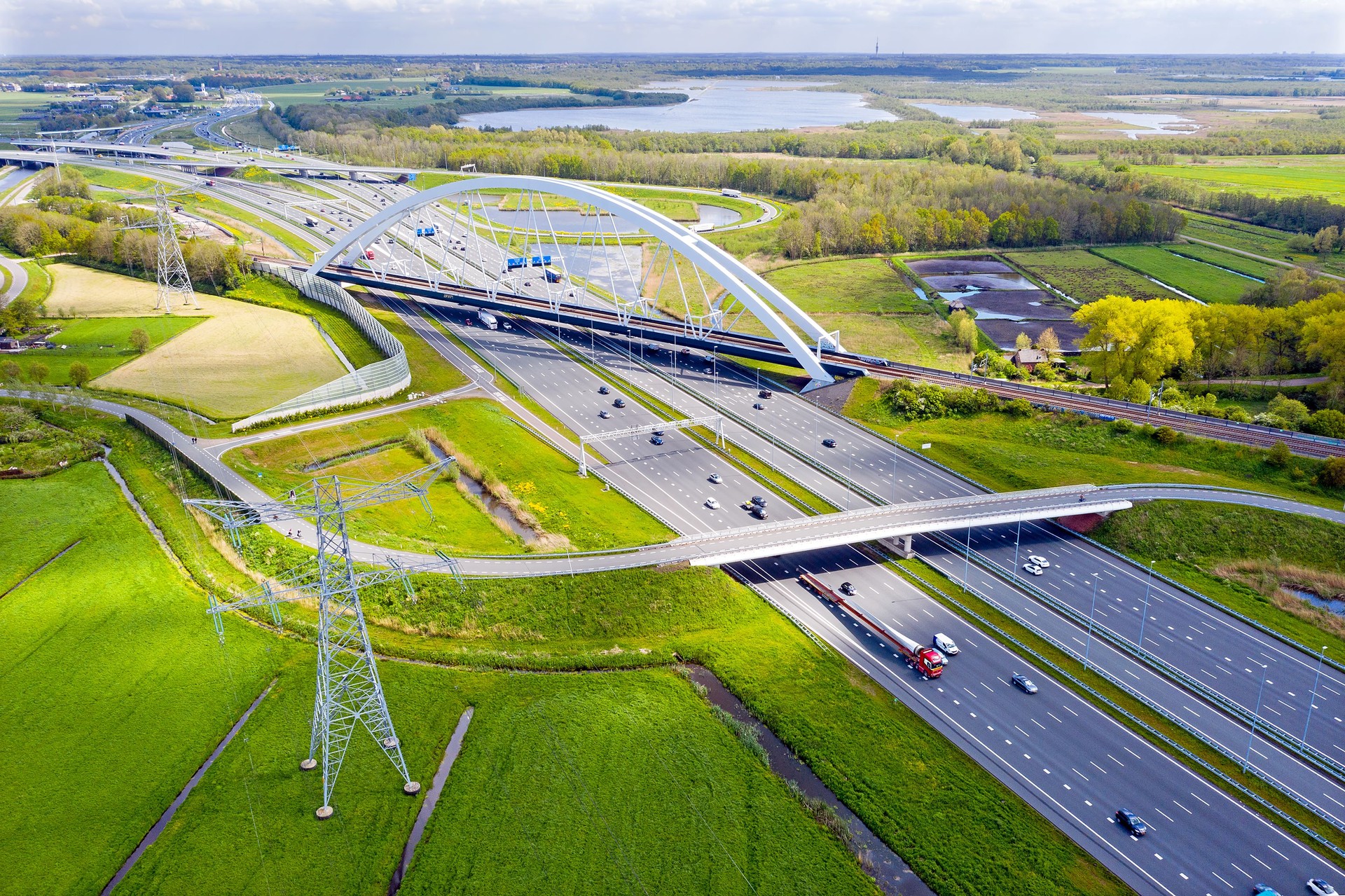 Aerial from junction Muiderberg in the Netherlands