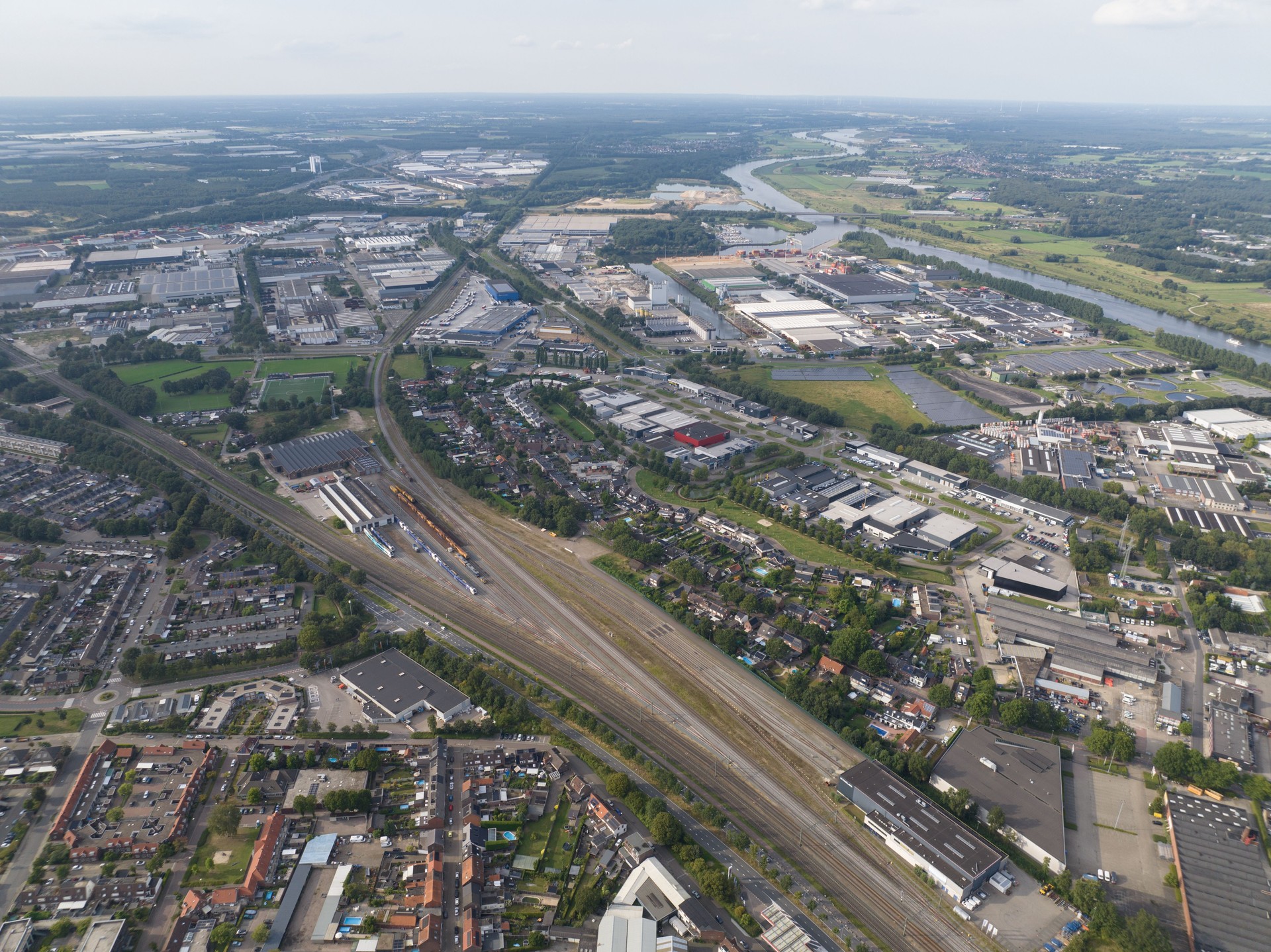 Venlo businesspark, Ubroek, Venlo Trade port along the Maas river.